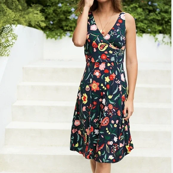 Boden Navy Floral Midi Dress - Picture 1 of 6